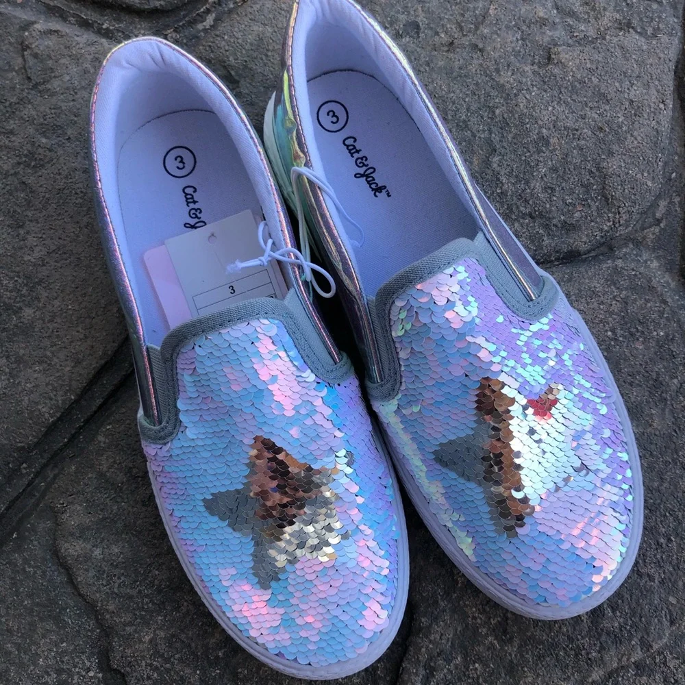 Cat & Jack Madalena Flip Sequin Silver‎ Sneaker
